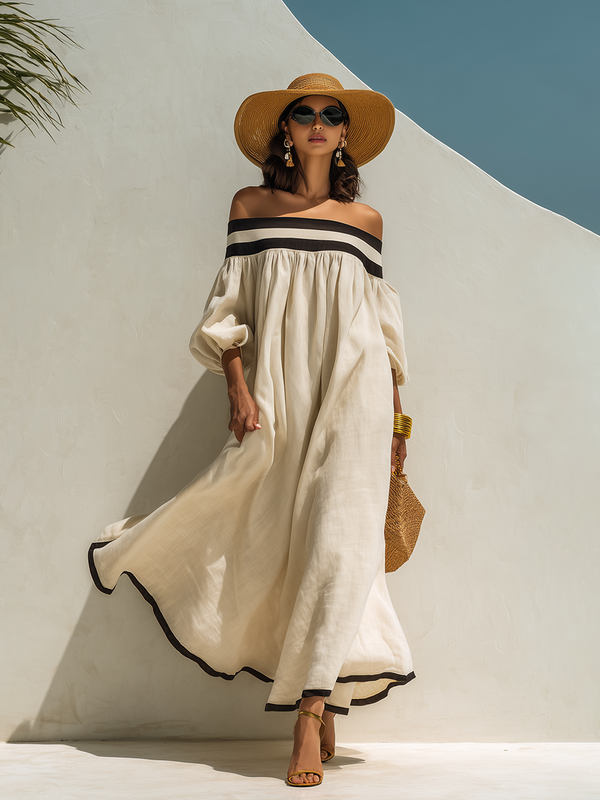 Seraphina™ | Luxe Off-Shoulder Linen Maxi Dress