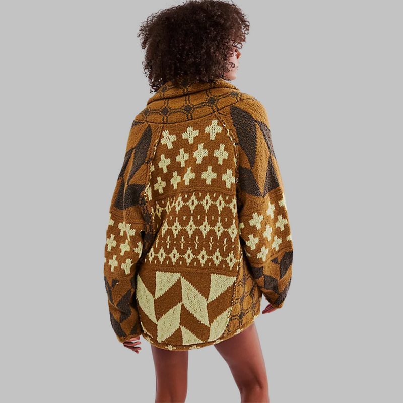 PORTIA™ - Vintage Button Down Collar Long Sleeve Oversized Cardigan
