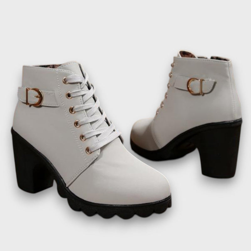 Ardeline – Lace-Up Buckle Block-Heel Ankle Boots