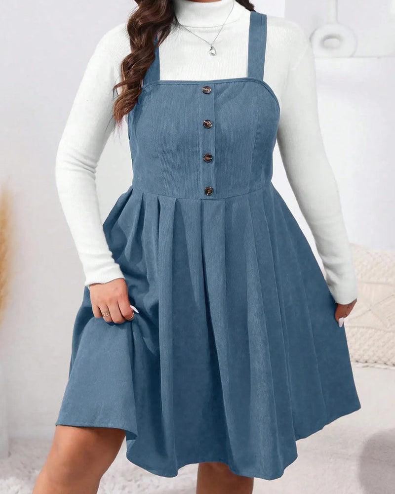 NADELEINE™ - Casual Plus Size Pleated A-Line Sleeveless Mini Dress